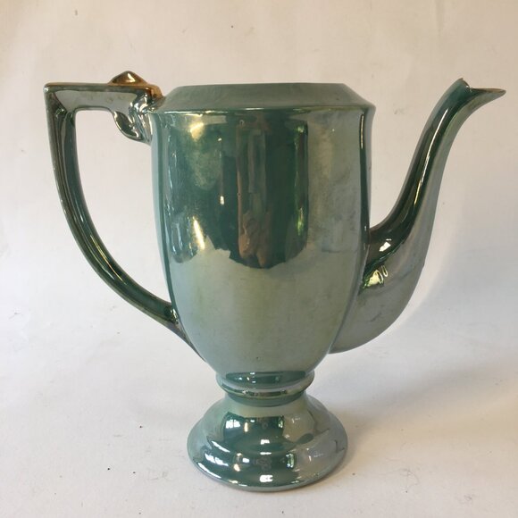 Vintage Victorian Couple Iridescent Porcelain Tea Set Luster Japan Blue Teapot - Picture 14 of 16